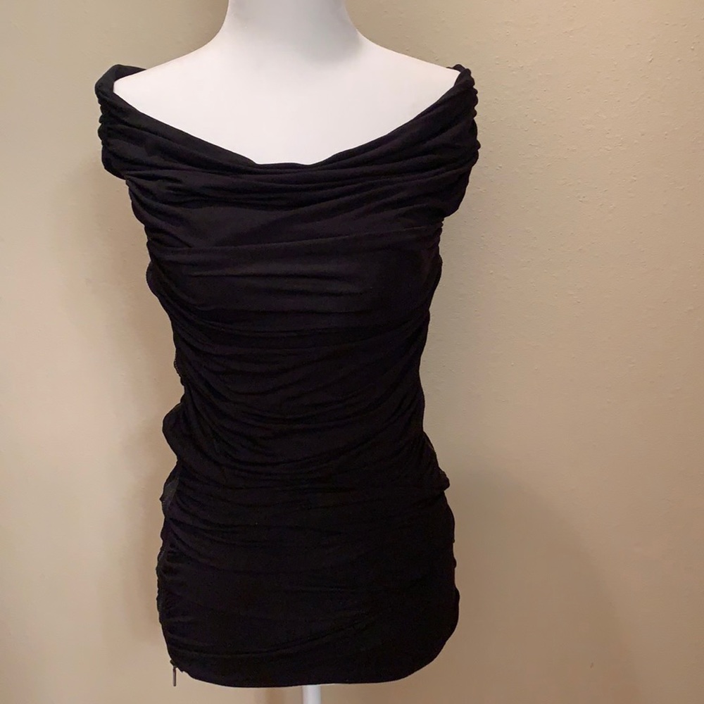 Sexy BEBE NWT S Black Stretchy Ruched Side Zippers